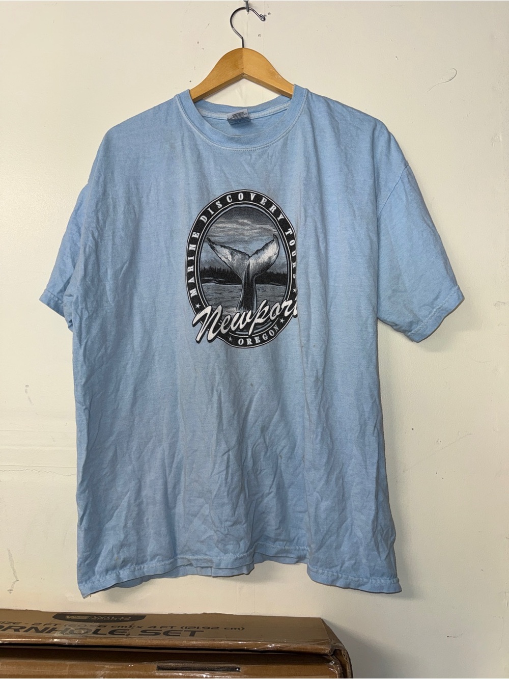 Gildan Light Blue Newport Whale Graphic Tee